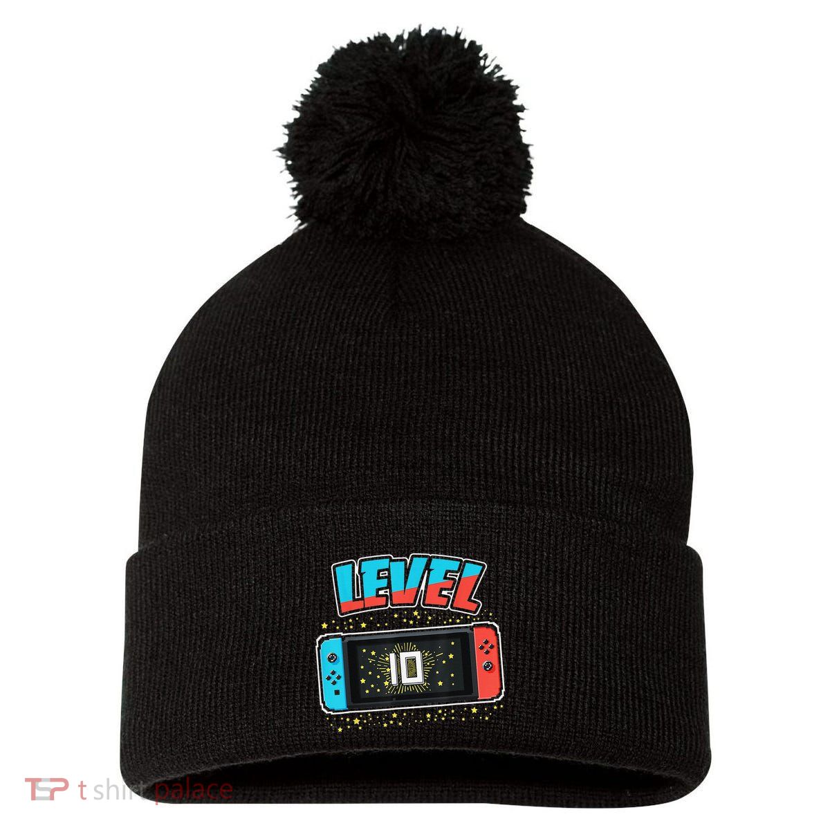Level 10 Birthday 10 Years Old Video Games Gifts Pom Pom 12in Knit Beanie