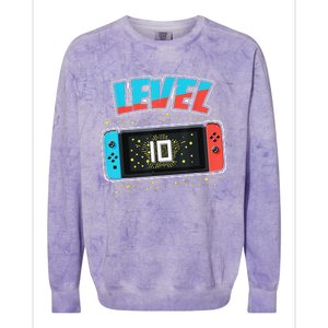 Level 10 Birthday 10 Years Old Video Games Gift Colorblast Crewneck Sweatshirt