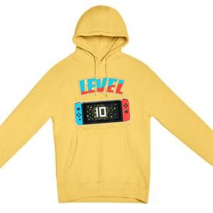 Level 10 Birthday 10 Years Old Video Games Gift Premium Pullover Hoodie