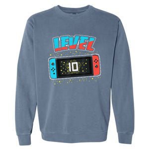 Level 10 Birthday 10 Years Old Video Games Gift Garment-Dyed Sweatshirt