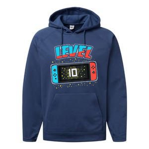 Level 10 Birthday 10 Years Old Video Games Gift Performance Fleece Hoodie