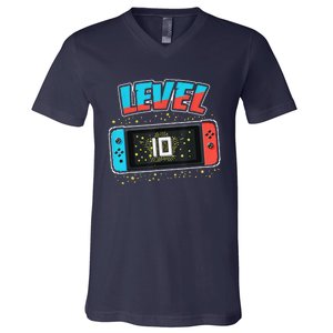 Level 10 Birthday 10 Years Old Video Games Gift V-Neck T-Shirt