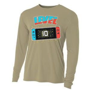 Level 10 Birthday 10 Years Old Video Games Gift Cooling Performance Long Sleeve Crew