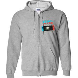 Level 10 Birthday 10 Years Old Video Games Gift Full Zip Hoodie