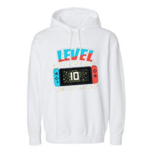 Level 10 Birthday 10 Years Old Video Games Gift Garment-Dyed Fleece Hoodie