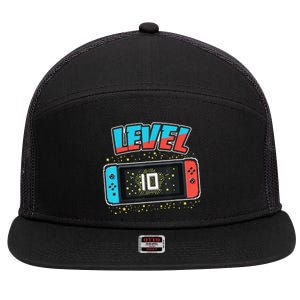 Level 10 Birthday 10 Years Old Video Games Gift 7 Panel Mesh Trucker Snapback Hat