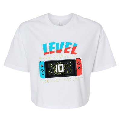 Level 10 Birthday 10 Years Old Video Games Gifts Bella+Canvas Jersey Crop Tee