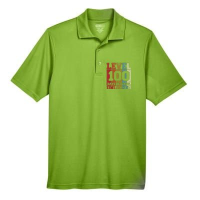 Level 100 Days Of School Unlocked Funny School Men's Origin Performance Piqué Polo