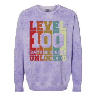 Level 100 Days Of School Unlocked Funny School Colorblast Crewneck Sweatshirt