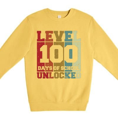 Level 100 Days Of School Unlocked Funny School Premium Crewneck Sweatshirt