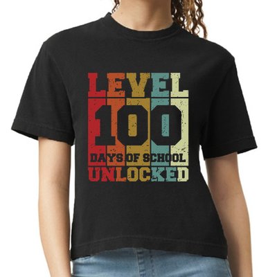 Level 100 Days Of School Unlocked Funny School Comfort Colors Boxy T-Shirt