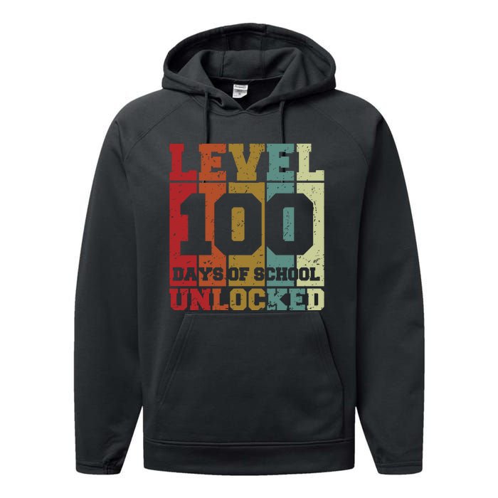 Level 100 Days Of School Unlocked Funny School Performance Fleece Hoodie