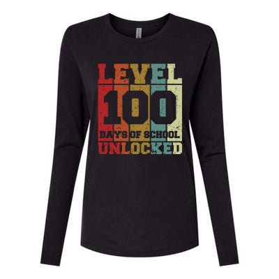 Level 100 Days Of School Unlocked Funny School Womens Cotton Relaxed Long Sleeve T-Shirt