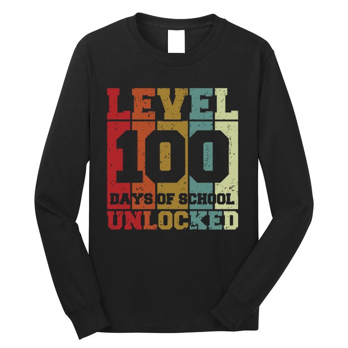 Level 100 Days Of School Unlocked Funny School Long Sleeve Shirt