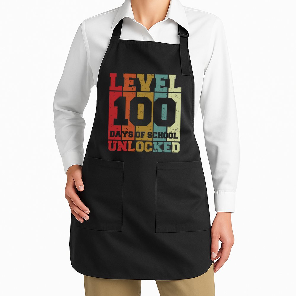 Level 100 Days Of School Unlocked Funny School Apron