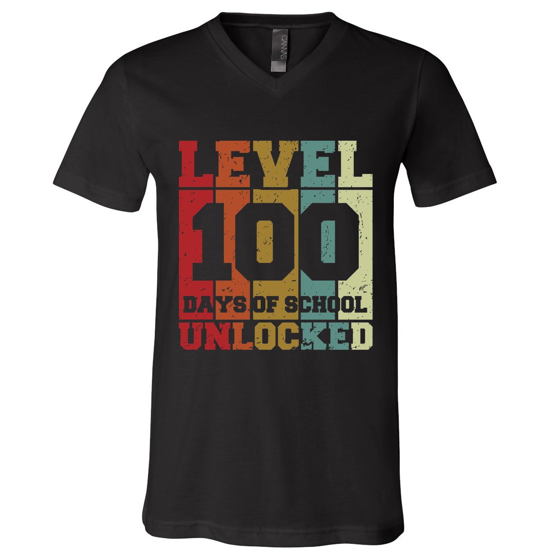 Level 100 Days Of School Unlocked Funny School V-Neck T-Shirt