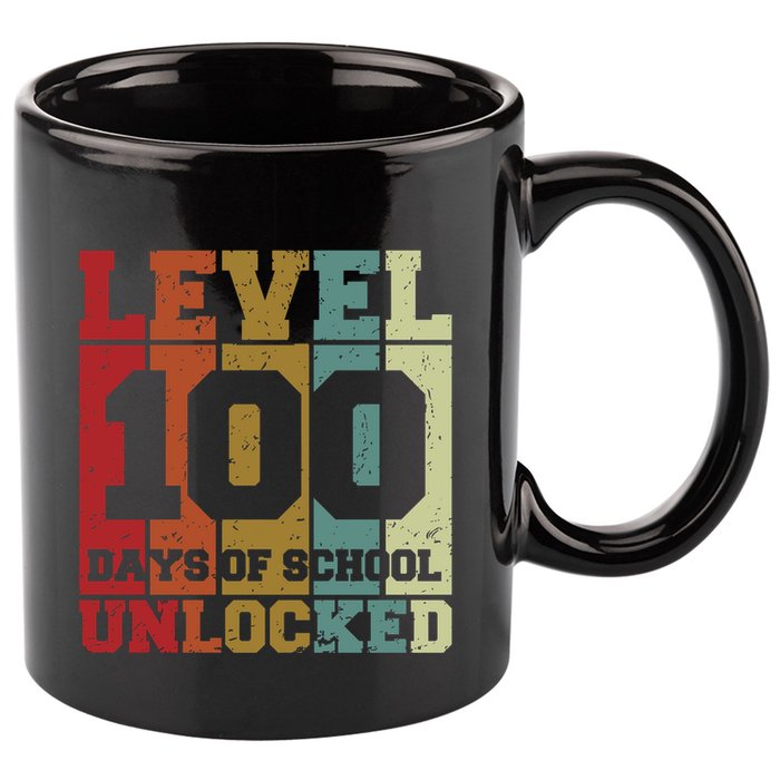 Level 100 Days Of School Unlocked Funny School 11oz C Handle Ceramic Mug
