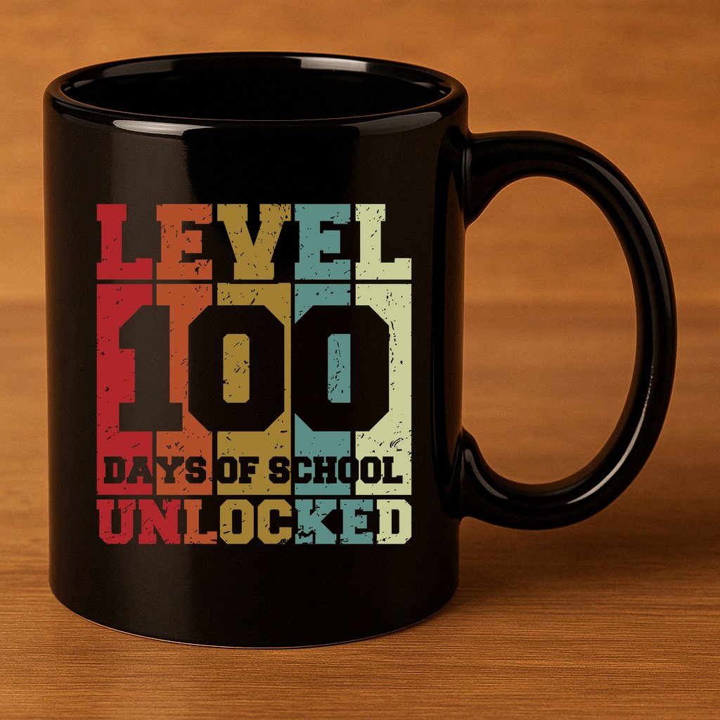Level 100 Days Of School Unlocked Funny School 11oz C Handle Ceramic Mug