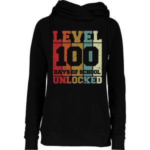 Level 100 Days Of School Unlocked Funny School Womens Funnel Neck Pullover Hood