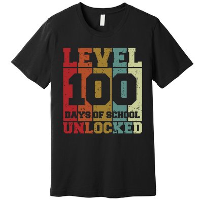 Level 100 Days Of School Unlocked Funny School Premium T-Shirt