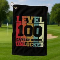 Level 100 Days Of School Unlocked Funny School Golf Towel