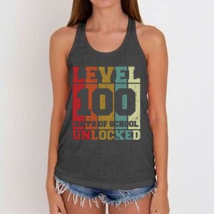 Level 100 Days Of School Unlocked Funny School Women's Knotted Racerback Tank