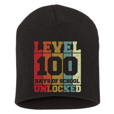 Level 100 Days Of School Unlocked Funny School Short Acrylic Beanie