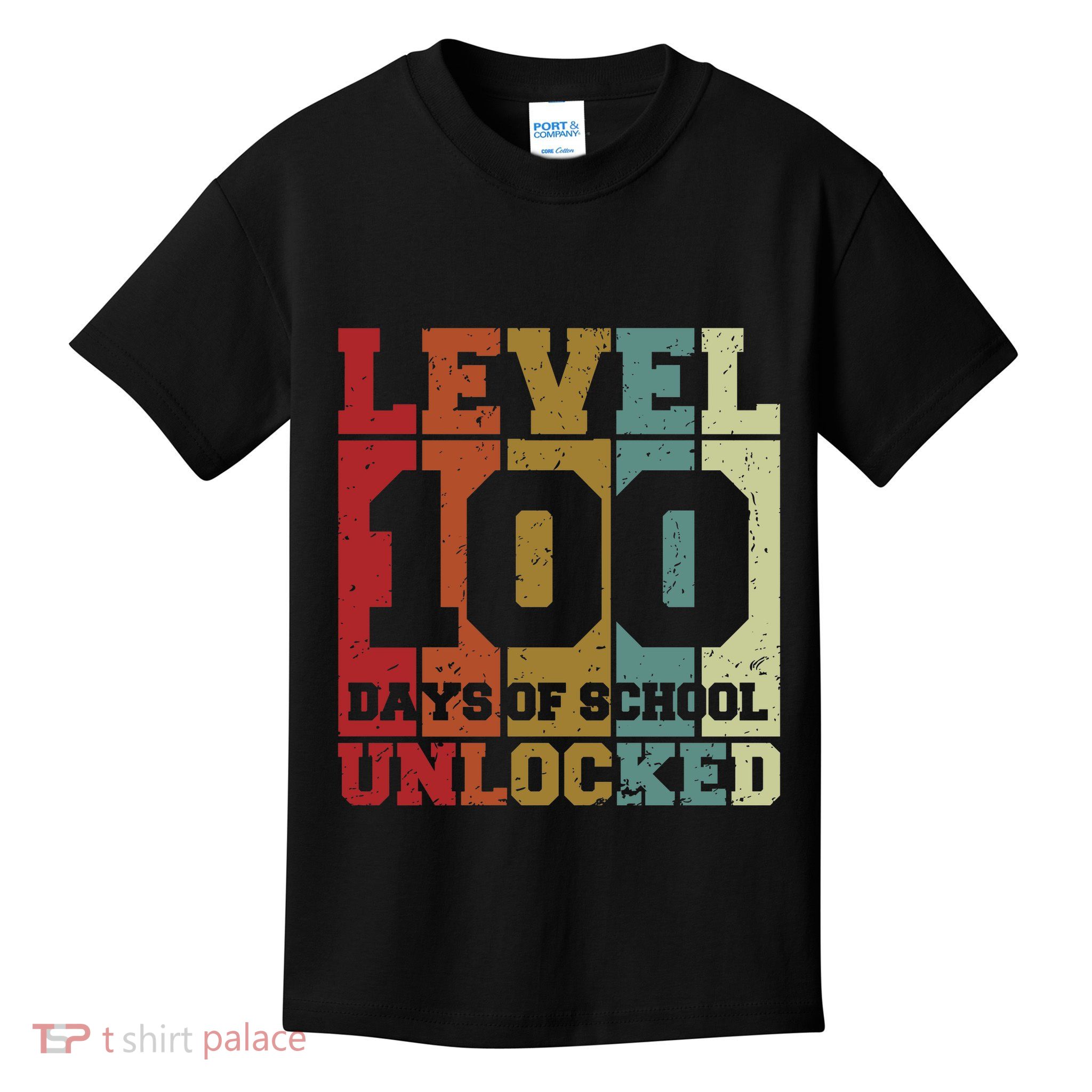 Level 100 Days Of School Unlocked Funny School Kids T-Shirt