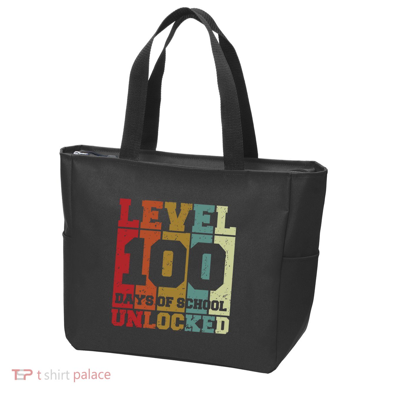 Level 100 Days Of School Unlocked Funny School Zip Tote Bag