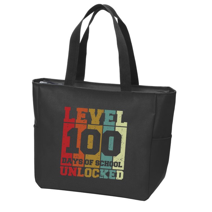 Level 100 Days Of School Unlocked Funny School Zip Tote Bag