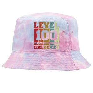 Level 100 Days Of School Unlocked Funny School Tie-Dyed Bucket Hat