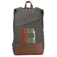 Level 100 Days Of School Unlocked Funny School Cotton Canvas Backpack