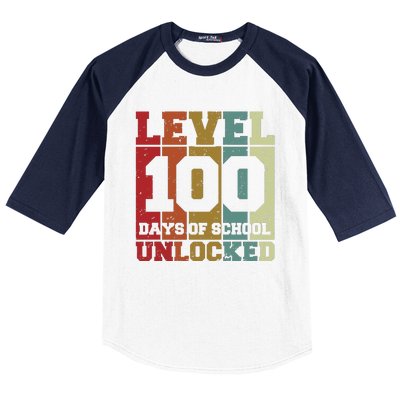 Level 100 Days Of School Unlocked Funny School Baseball Sleeve Shirt