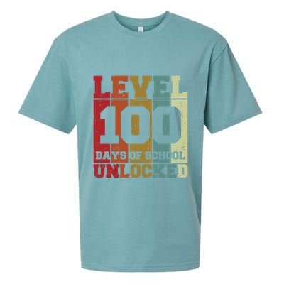 Level 100 Days Of School Unlocked Funny School Sueded Cloud Jersey T-Shirt
