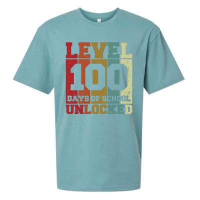 Level 100 Days Of School Unlocked Funny School Sueded Cloud Jersey T-Shirt