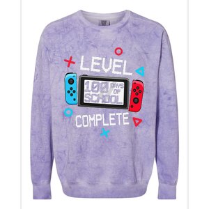 Level 100 Days Of School Complete Gamer Video Games Colorblast Crewneck Sweatshirt