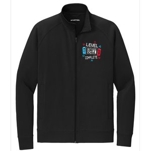 Level 100 Days Of School Complete Gamer Video Games Stretch Full-Zip Cadet Jacket