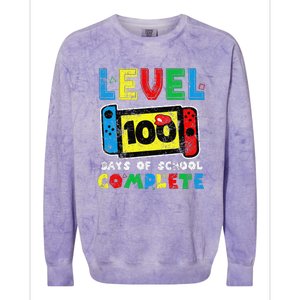 Level 100 Days Of School Complete Gamer Video Games Colorblast Crewneck Sweatshirt