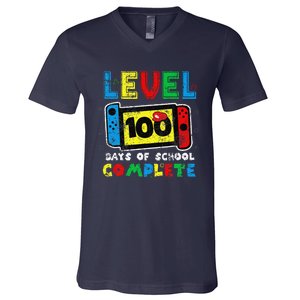 Level 100 Days Of School Complete Gamer Video Games V-Neck T-Shirt