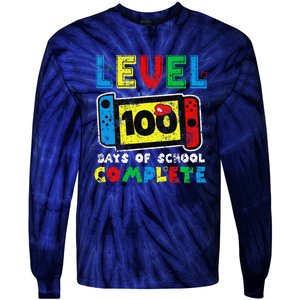 Level 100 Days Of School Complete Gamer Video Games Tie-Dye Long Sleeve Shirt