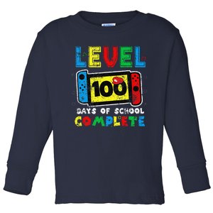 Level 100 Days Of School Complete Gamer Video Games Toddler Long Sleeve Shirt