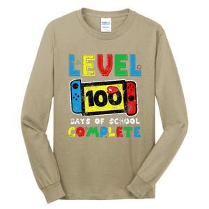 Level 100 Days Of School Complete Gamer Video Games Tall Long Sleeve T-Shirt