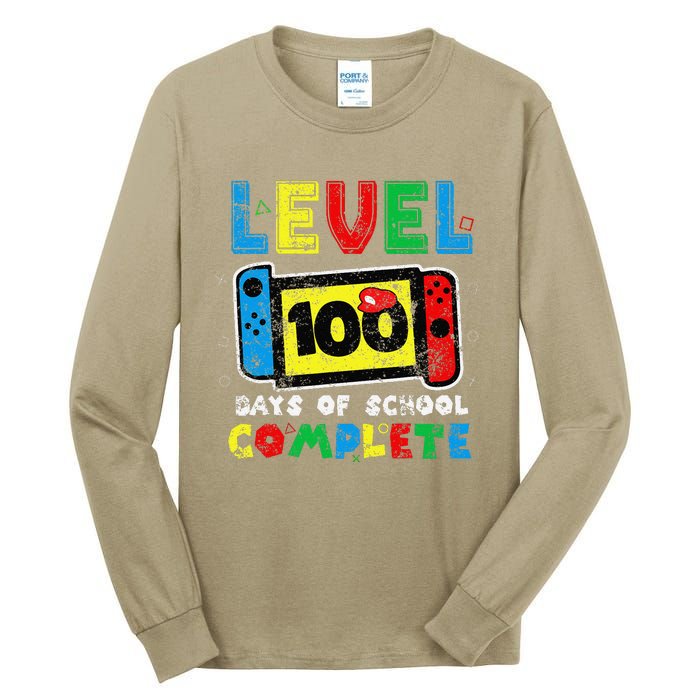 Level 100 Days Of School Complete Gamer Video Games Tall Long Sleeve T-Shirt