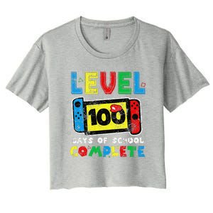 Level 100 Days Of School Complete Gamer Video Games Women's Crop Top Tee