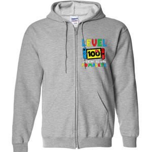 Level 100 Days Of School Complete Gamer Video Games Full Zip Hoodie