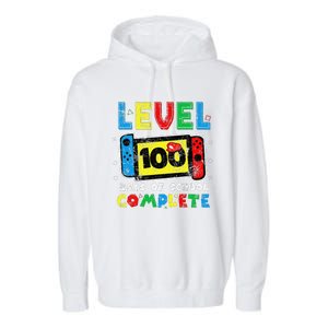 Level 100 Days Of School Complete Gamer Video Games Garment-Dyed Fleece Hoodie