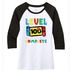 Level 100 Days Of School Complete Gamer Video Games Women's Tri-Blend 3/4-Sleeve Raglan Shirt