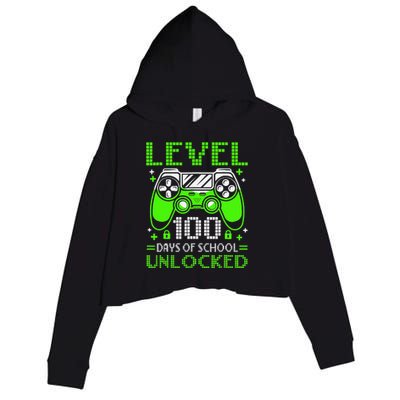 Level 100 Days Of School Unlocked Gamer Video Games   Crop Fleece Hoodie