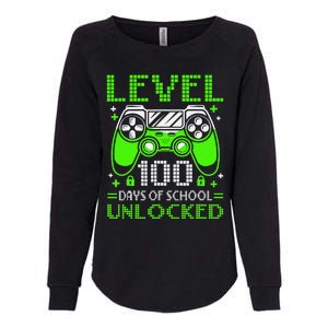 Level 100 Days Of School Unlocked Gamer Video Games   Womens California Wash Sweatshirt