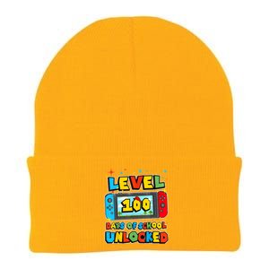 Level 100 Days Of School Unlocked Gamer Video Games Knit Cap Winter Beanie